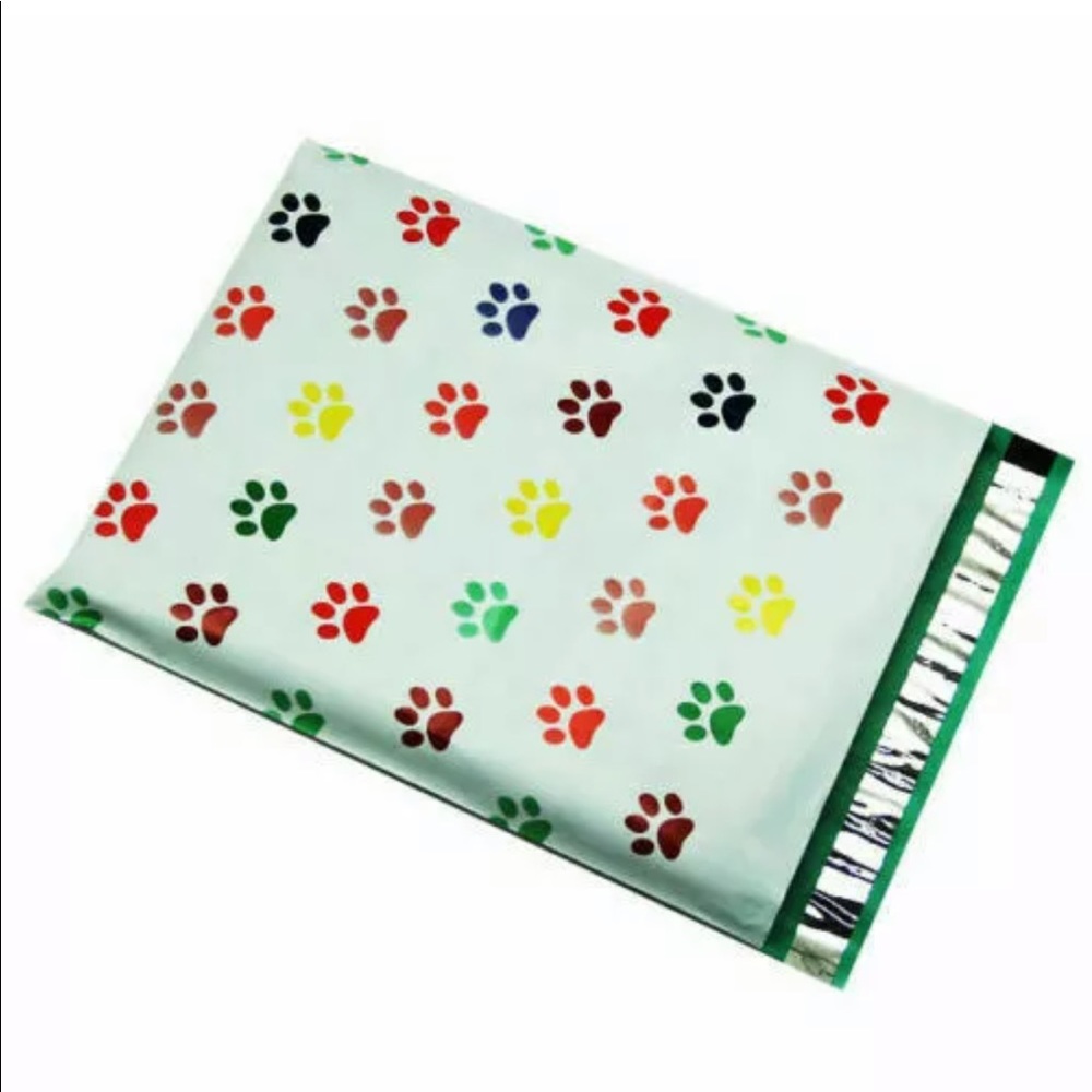50 Printed Poly Mailers 10x13 Paw Print Self Seal